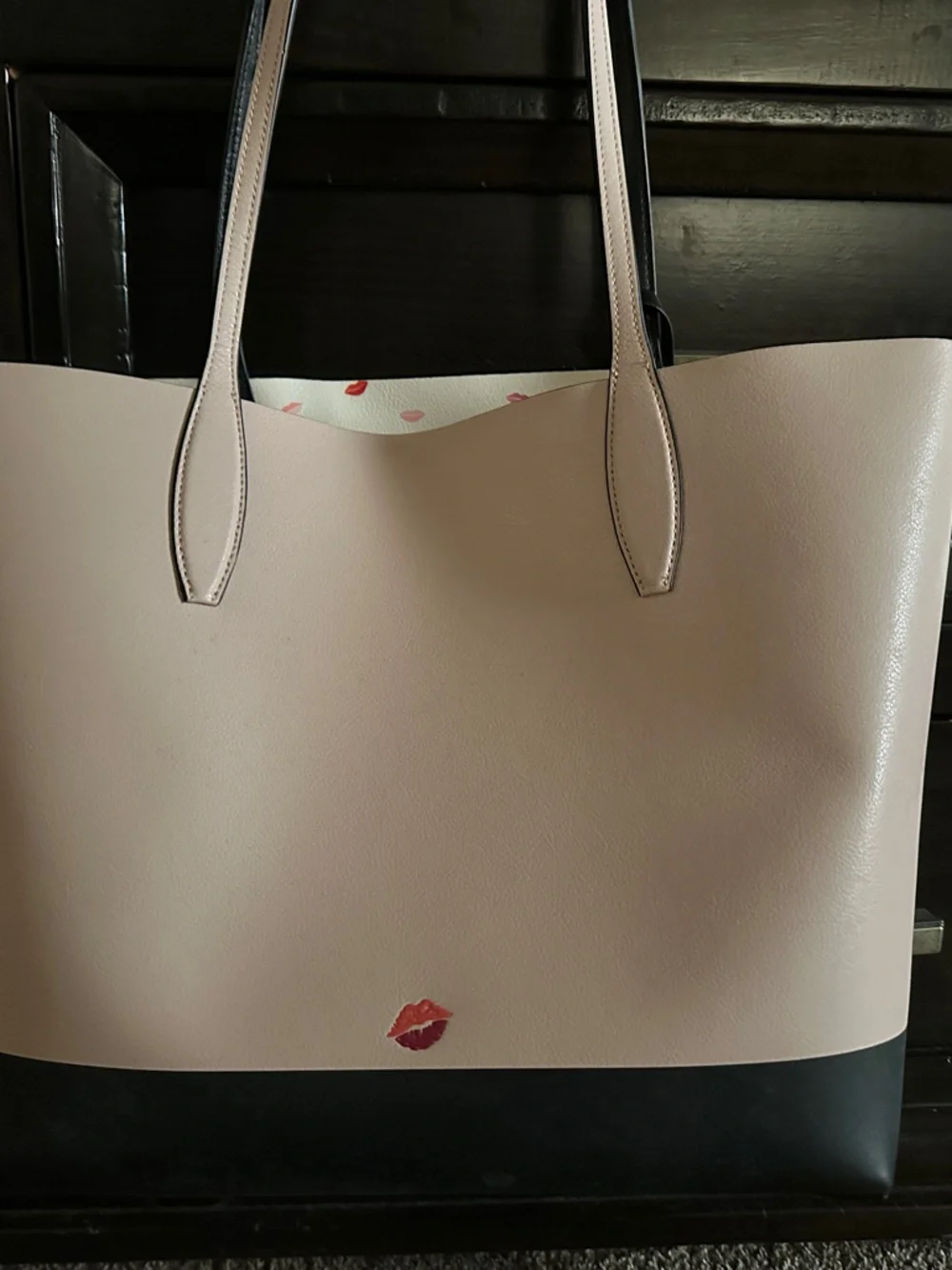 kate spade blush pink Minnie Mouse Leather Tote with Black Base